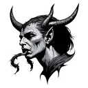 devil whispering into the ear  tattoo design idea