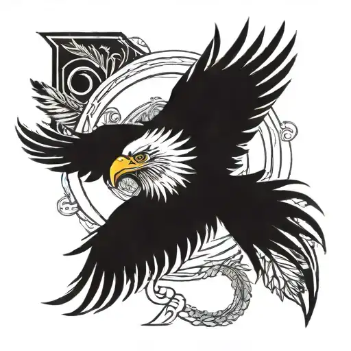 eagle feather with the letter b tattoo design idea