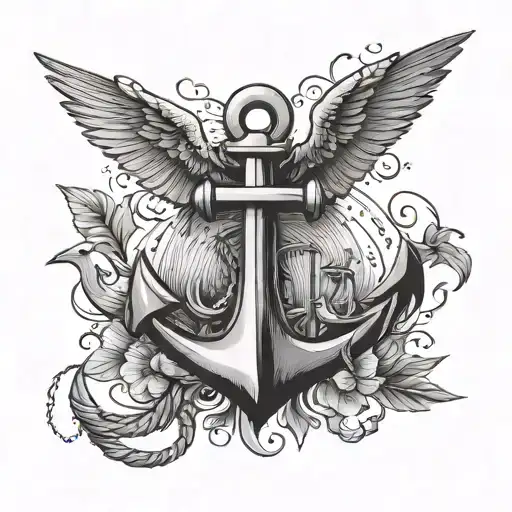  anchor and two swallow birds flying one high and one low tattoo design idea