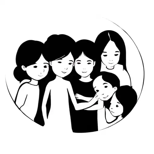 i wany a simplistic tattoo representing a family with 5 kids tattoo design idea