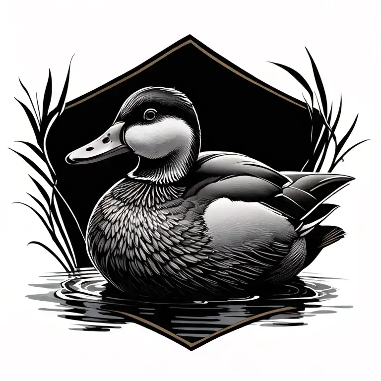 Mallard duck sitting tattoo design idea