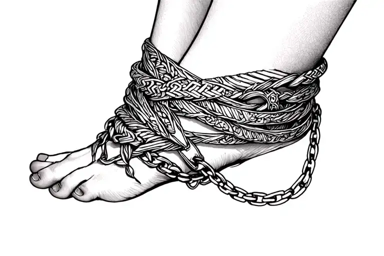 Wrap Around Ankle chain tattoo design idea