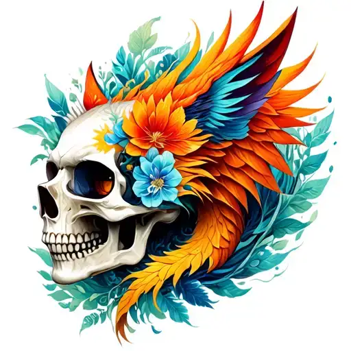 Dragon, Cat, Flowers, astral Pattern, skull, Pheenix and ocean tattoo design idea