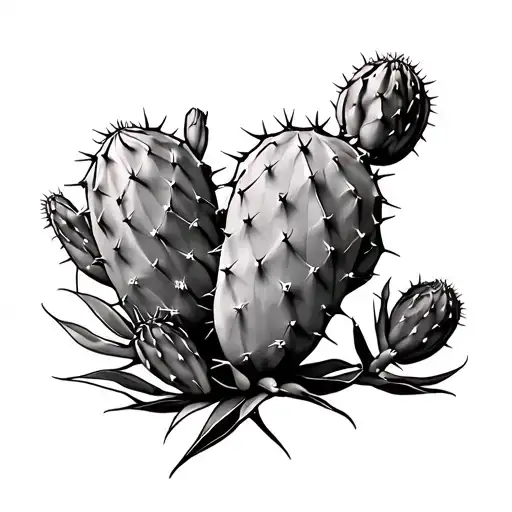 prickly pear cactus tattoo design idea