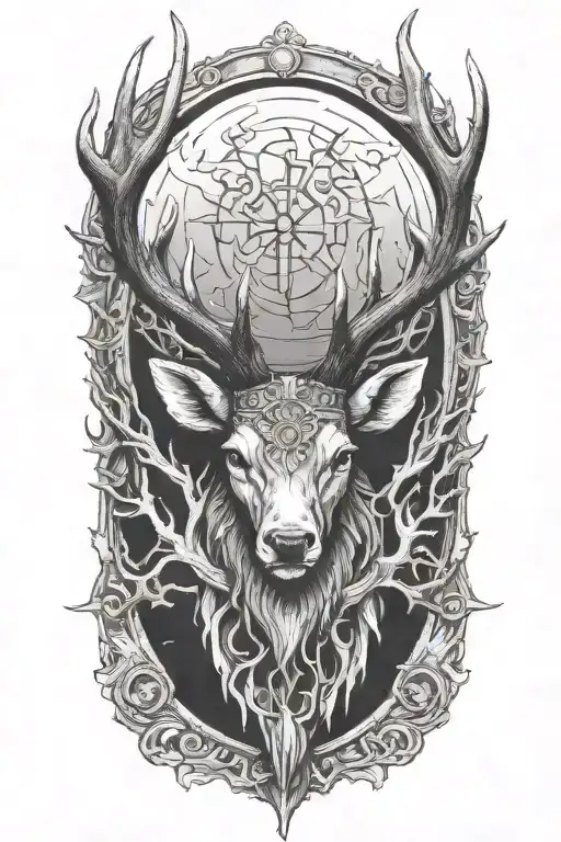 Rings on base of antlers tattoo design idea