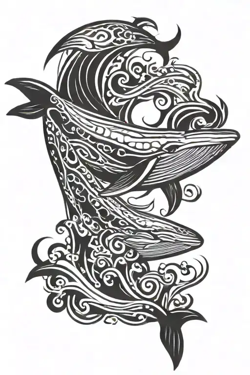 humpback whale breaching tattoo design idea