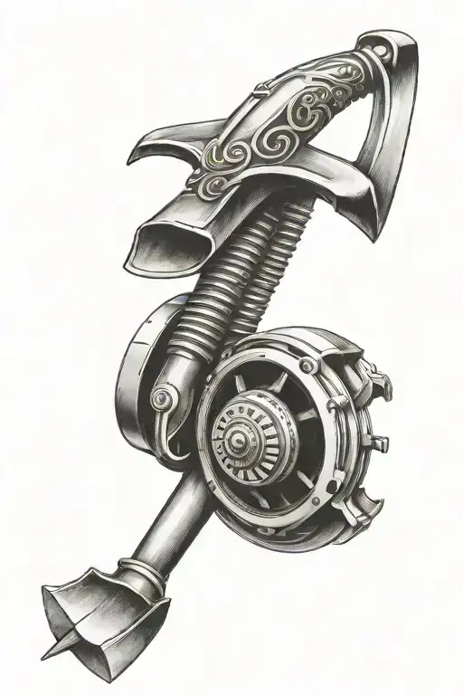 fire axe and car engine dad rememberence  tattoo design idea