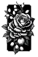 rose, peony, lily of the valley, hawthorn, violet flower tattoo design idea