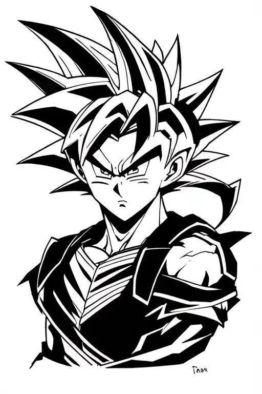 goku ultra instinct rage tattoo design idea