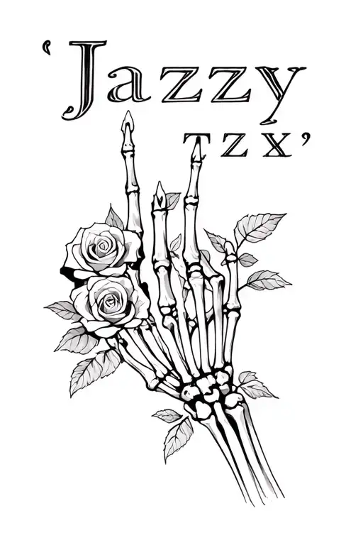 "Jazzy" skeleton fingers , roses ,spider legs coming tattoo design idea