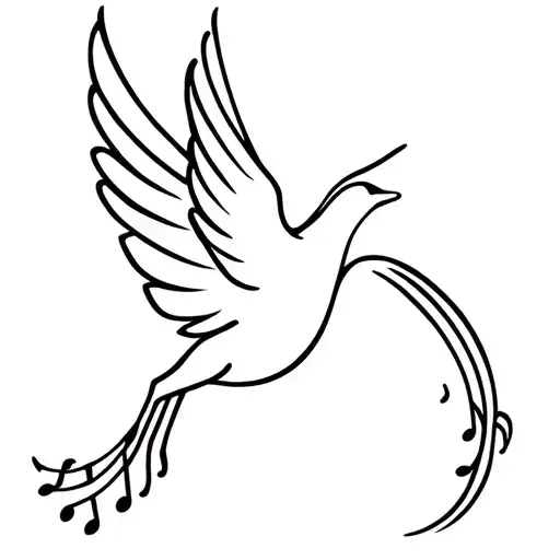 Musical notes forming a dove silhouette tattoo design idea