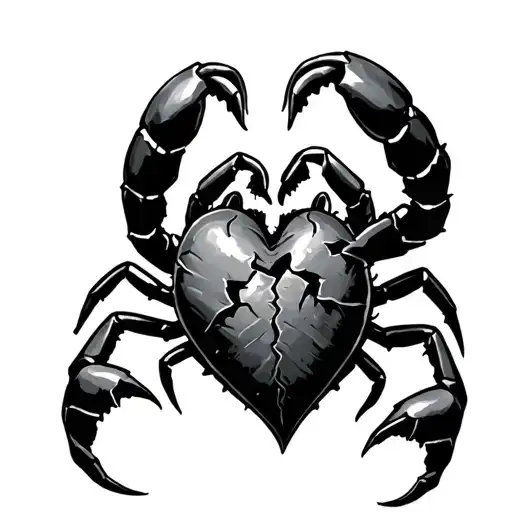 scorpion guarding a broken heart tattoo design idea