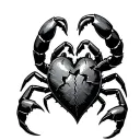scorpion guarding a broken heart tattoo design idea
