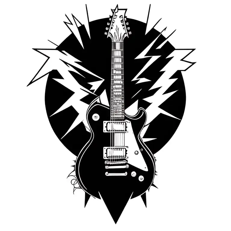 Metallica Logo tattoo with lightning and guitar tattoo design idea