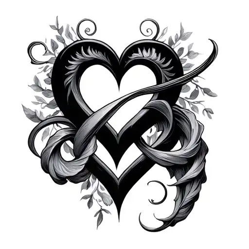 infinity heart with Aquarius and virgo zodiac sign tattoo design idea