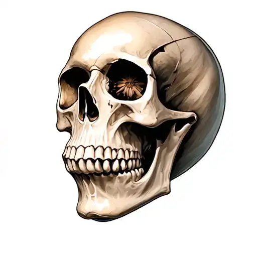 Surrealist skull tattoo design idea