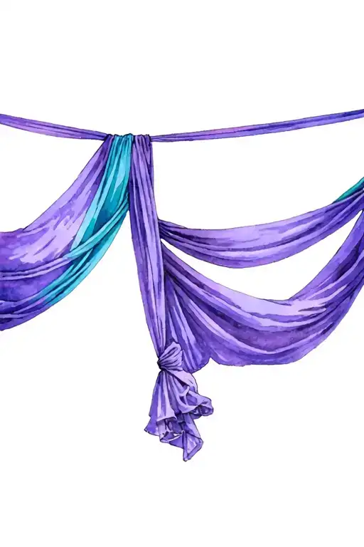 simple purple and aqua aerial silks hanging from a circus tent tattoo tattoo design idea