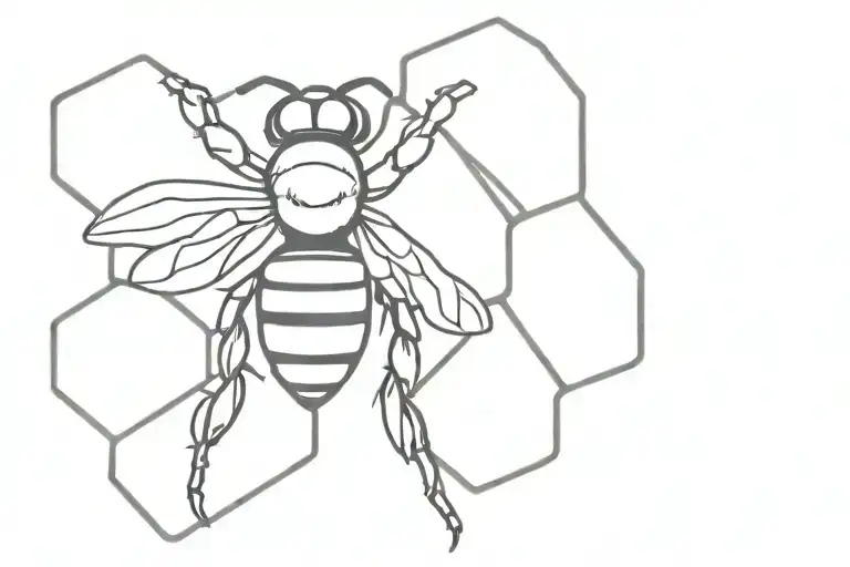 A honeycomb pattern with a hidden bee silhouette tattoo design idea