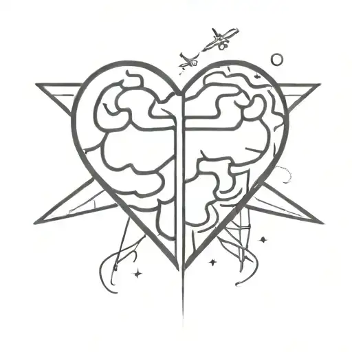 Brain, Plane, Heart tattoo design idea