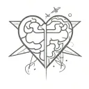 Brain, Plane, Heart tattoo design idea