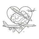 Brain, Plane, Heart tattoo design idea