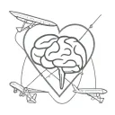 Brain, Plane, Heart tattoo design idea
