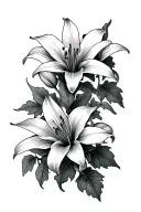 lily flowers and ivy leaves tattoo design idea