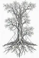 Pecan tree with roots inside diamond outline tattoo design idea