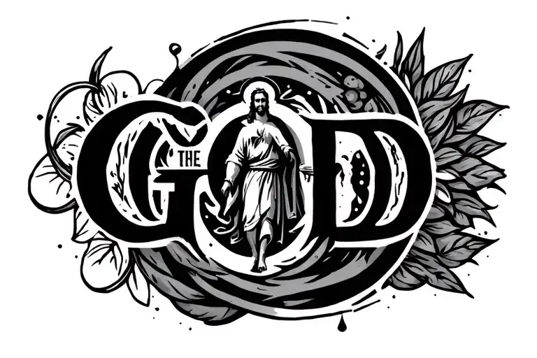 walking with god symbol tattoo design idea