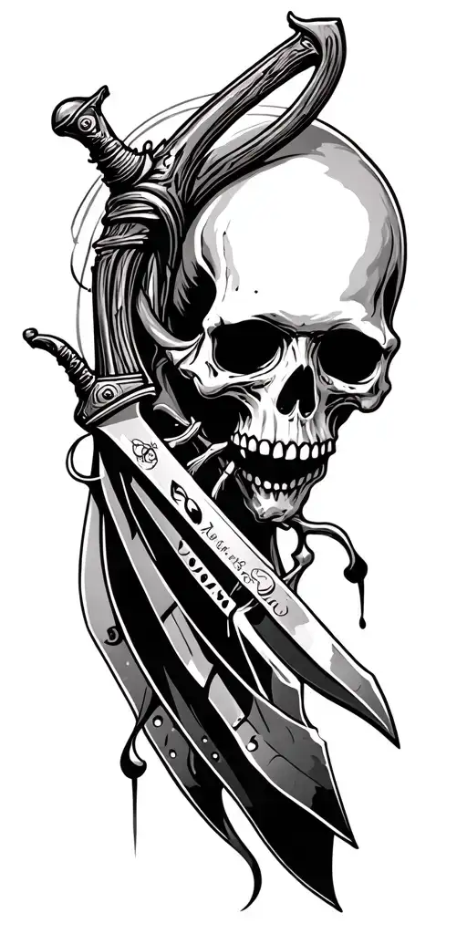 ghost skull knives themed tattoo tattoo design idea