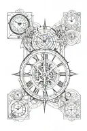 Time clock past clock present clock future separate tattoo design idea