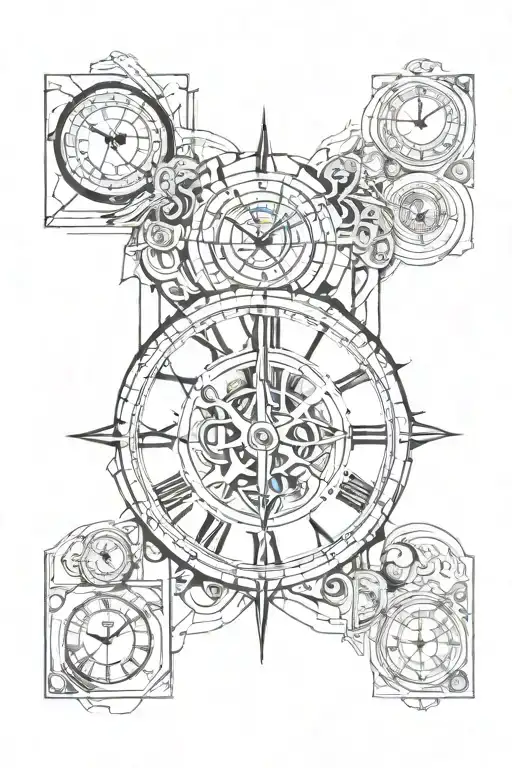 Time clock past clock present clock future separate tattoo design idea
