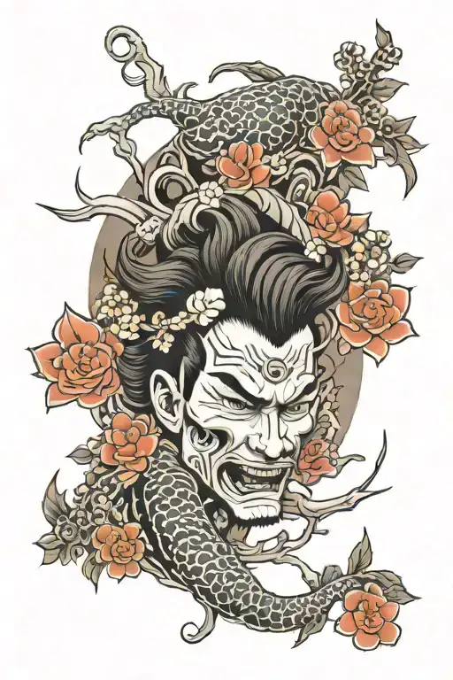 a mixture of Japanese yakuza tattoos with Slavic tattoos tattoo design idea