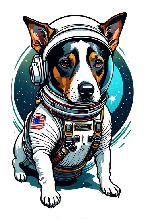 astronaut dog tattoo design idea