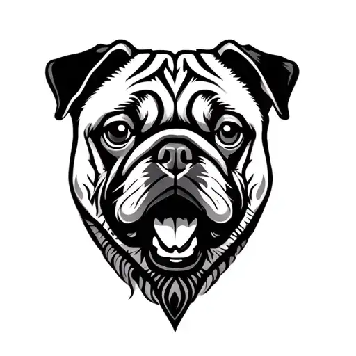 pug head, punk, inside tribal heart outline tattoo tattoo design idea
