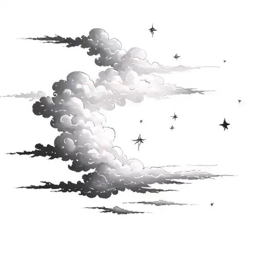 Filler  Clouds and wind stars tattoo design idea