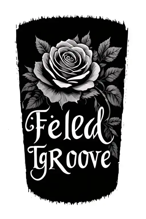 roses tangling around the name Fieldgrove from wrist to elbow tattoo design idea