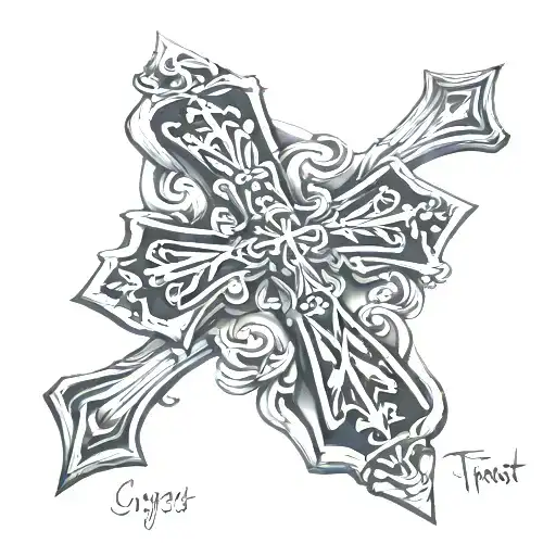 cross in god we trust tattoo design idea
