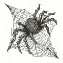 A detailed blackwork tattoo of a spider weaving a web in the shape of a tree, symbolizing your love for spiders, fish, and the outdoors tattoo design idea
