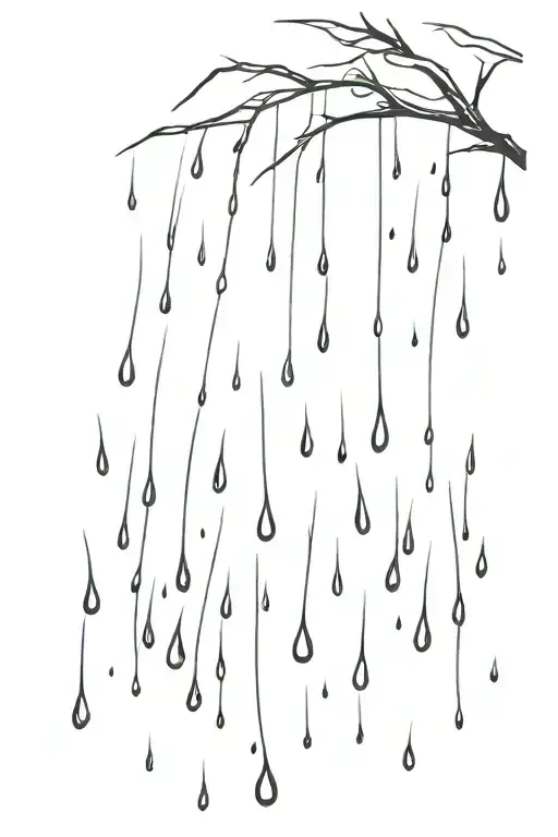 rain drops falling tattoo design idea