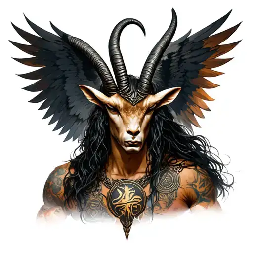 arcangel uriel with capricorn zodiac sign tattoo design idea