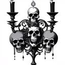 gothic candlestick with skulls in the stand tattoo design idea