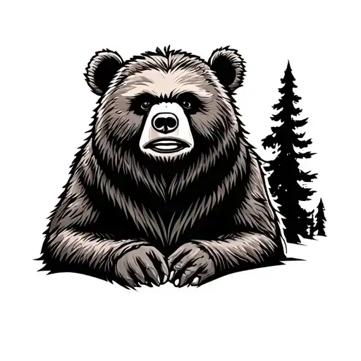 indigenous Smokey the bear cartoon tattoo design idea