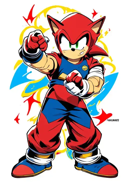saitama fighting super sound sonic tattoo design idea
