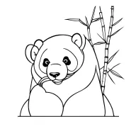 Bamboo -eating panda linear tattoo design idea