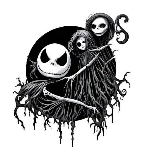 Nightmare before Christmas in black tattoo design idea