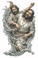 Jesus reaching down to save peter from drowning  tattoo design idea