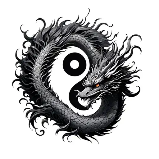 chinese dragon yin yang tattoo design idea