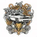 dodge challenger tattoo design idea