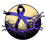 blue-purple TSC ribbon with neuron and EEG waves tattoo design idea